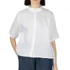 Discount Nachukara Linen Stand Collar Shirt - White