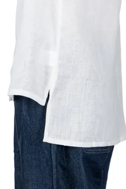 Discount Nachukara Linen Stand Collar Shirt - White