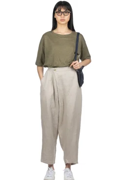 Outlet Nofl Linen Twill Wrap Pants - Beige