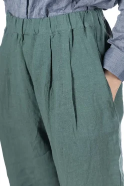 Outlet Nachukara Linen Two Tuck Pants - Green