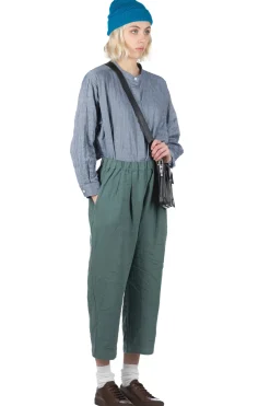 Outlet Nachukara Linen Two Tuck Pants - Green