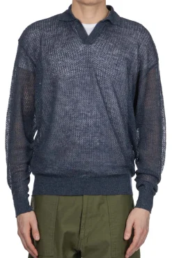 Outlet HERILL Linen WG Polo Shirt - Indigo