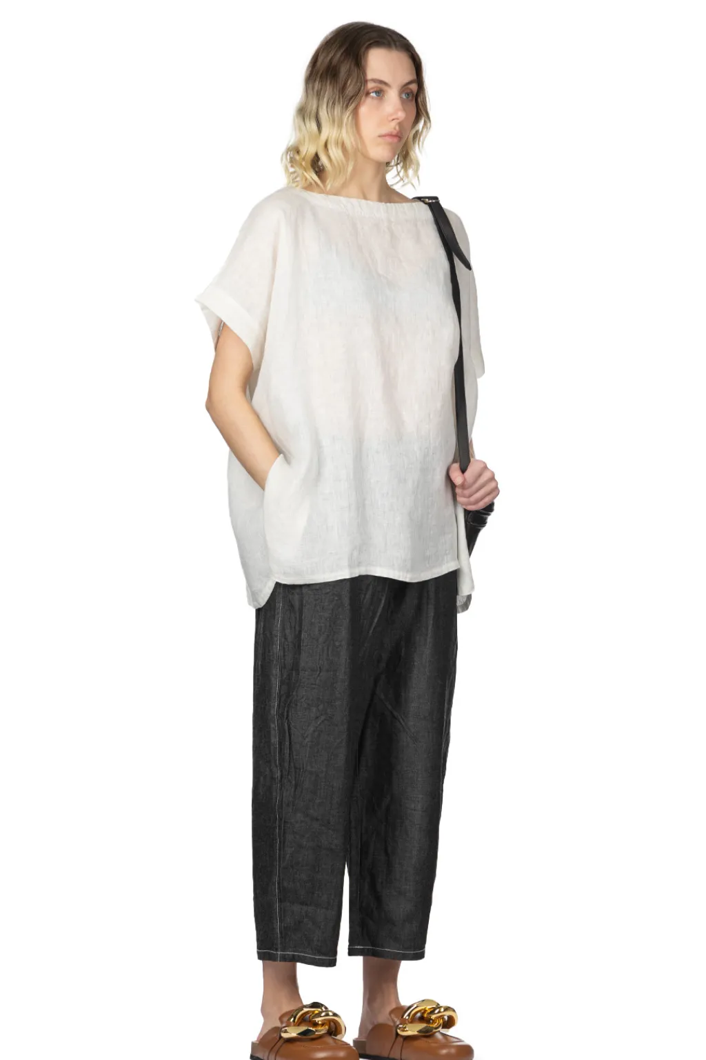 Online A+Koloni Linen Wide Tunic - Off White