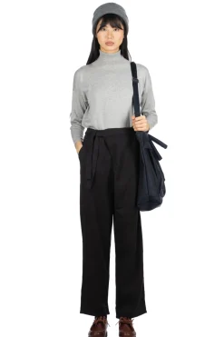 New Evam Eva Linen Wool Wrap Pants - Black