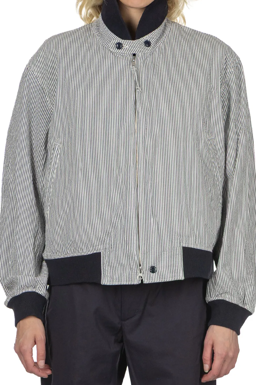 Outlet Engineered Garments LL Jacket - Navy Cotton Seersucker Stripe