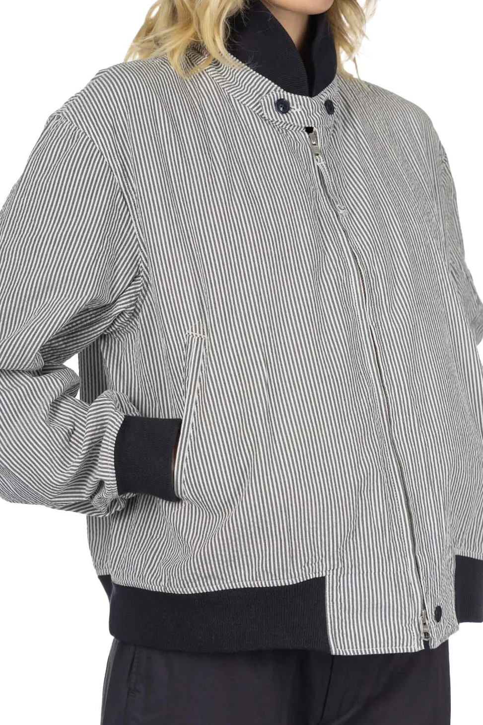Outlet Engineered Garments LL Jacket - Navy Cotton Seersucker Stripe