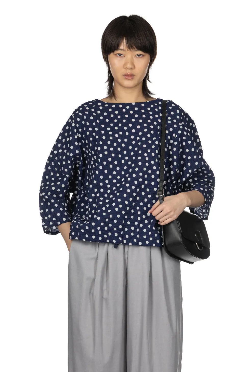 Online NARU Lone Ripple Dot Shirt - Navy x White