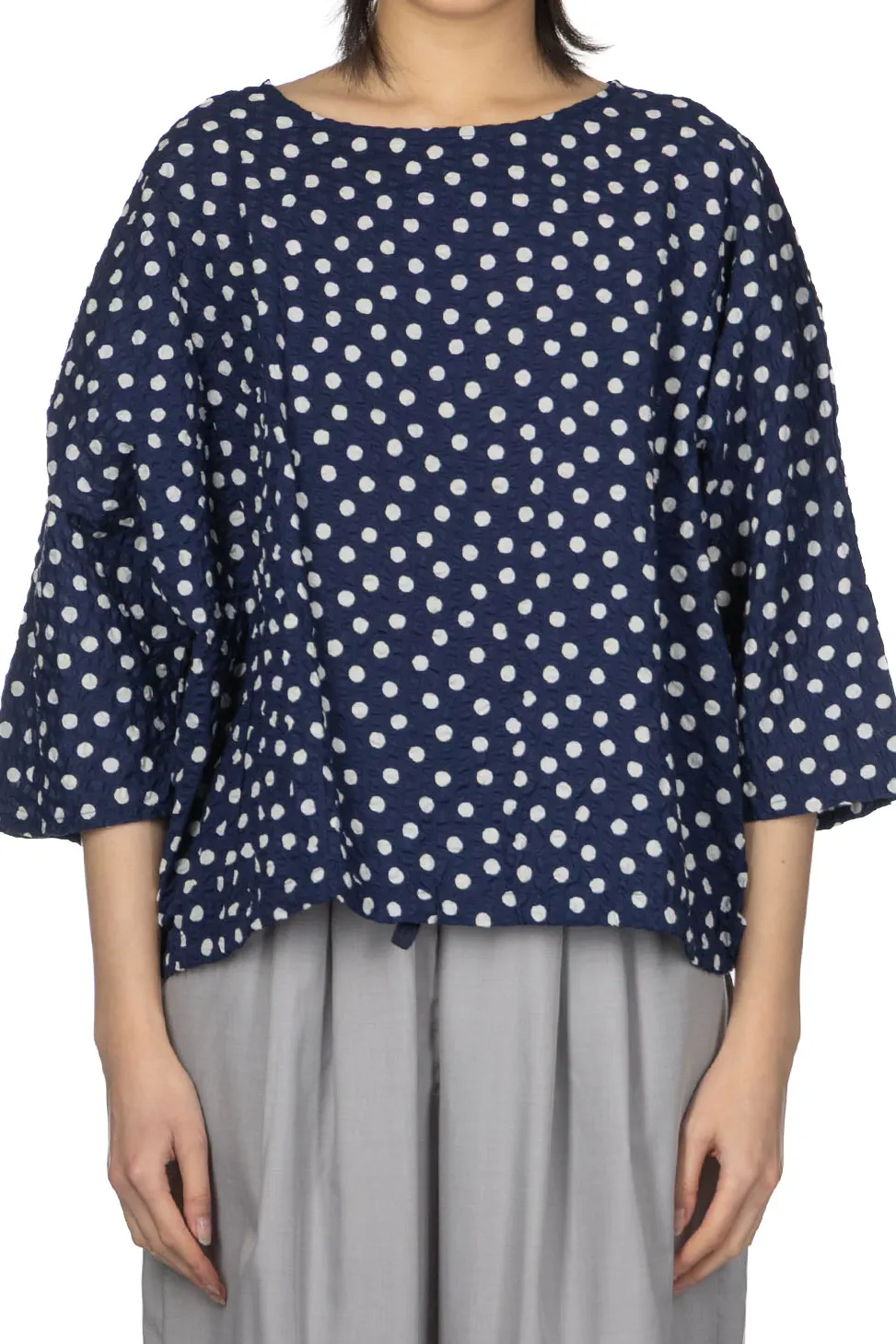 Online NARU Lone Ripple Dot Shirt - Navy x White