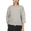 Fashion NARU Lone Ripple Dot Shirt - White x Black