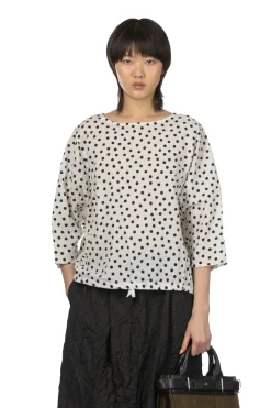 Fashion NARU Lone Ripple Dot Shirt - White x Black