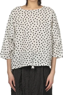 Fashion NARU Lone Ripple Dot Shirt - White x Black