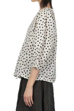 Fashion NARU Lone Ripple Dot Shirt - White x Black