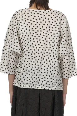 Fashion NARU Lone Ripple Dot Shirt - White x Black