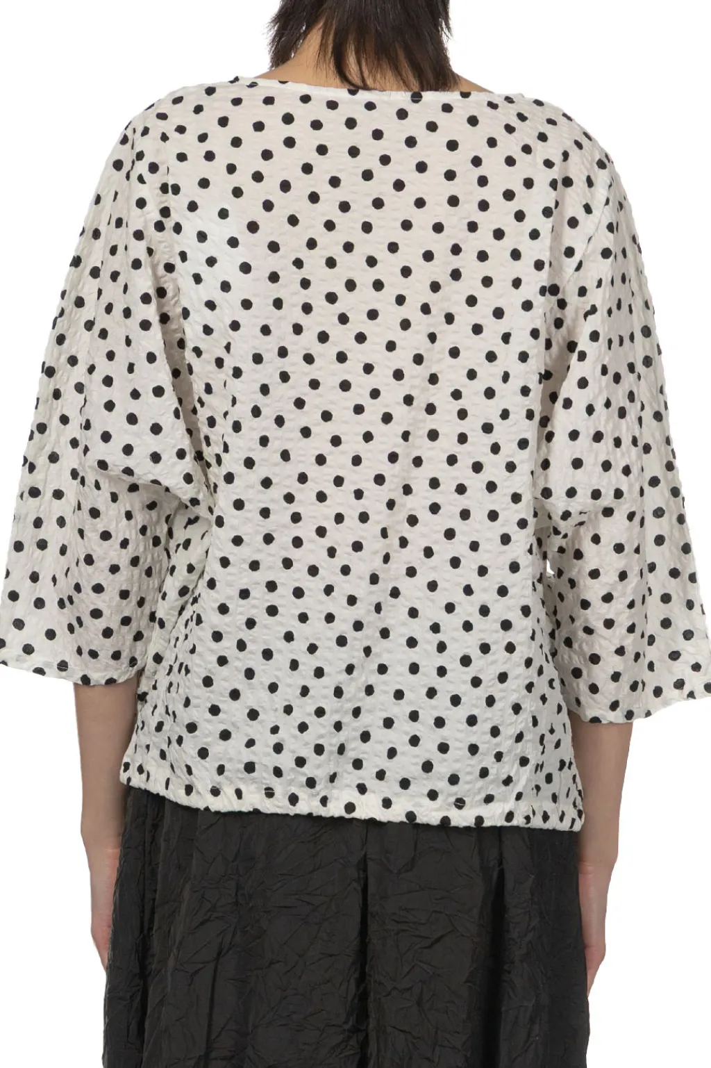 Fashion NARU Lone Ripple Dot Shirt - White x Black