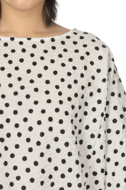 Fashion NARU Lone Ripple Dot Shirt - White x Black