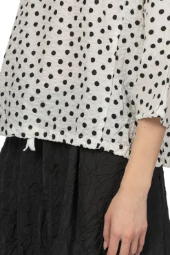 Fashion NARU Lone Ripple Dot Shirt - White x Black