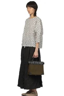 Fashion NARU Lone Ripple Dot Shirt - White x Black