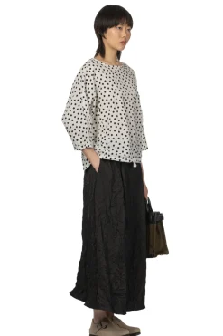 Fashion NARU Lone Ripple Dot Shirt - White x Black