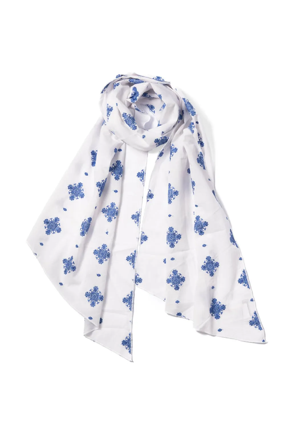 Best Engineered Garments Long Scarf - White CP Crest Embroidery Sheeting