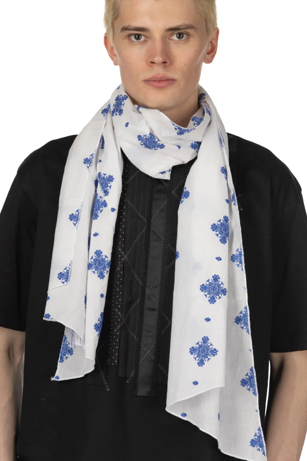 Best Engineered Garments Long Scarf - White CP Crest Embroidery Sheeting
