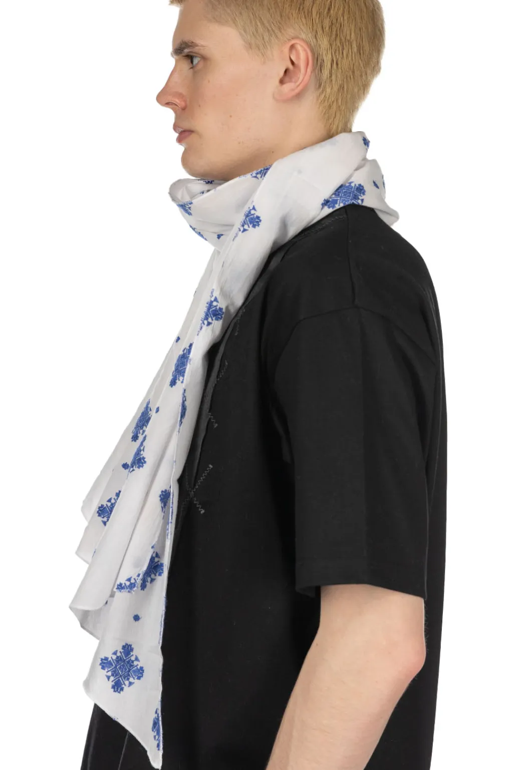 Best Engineered Garments Long Scarf - White CP Crest Embroidery Sheeting