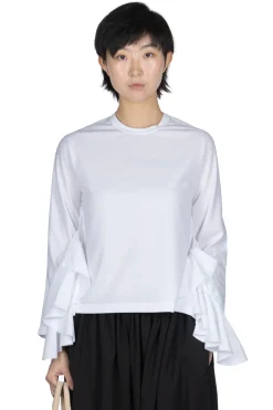 New Comme Des Garcons Comme Des Garcons Long Sleeve T-Shirt With Side Ruffles - White