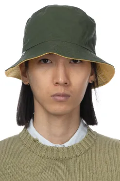 Best Cableami Loose Light Chino Bucket Hat Reversible - Olive / Lemon