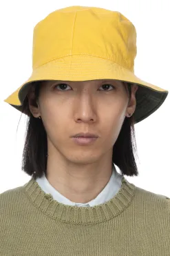 Best Cableami Loose Light Chino Bucket Hat Reversible - Olive / Lemon