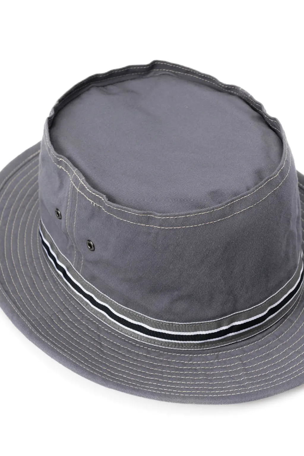 New Cableami Loose Light Chino Pork-Pie Hat - Grey