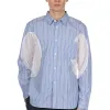 Best Comme Des Garcons Homme Deux LS Stripe Shirt With Arm Detail - Sax x White x Blue