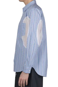 Best Comme Des Garcons Homme Deux LS Stripe Shirt With Arm Detail - Sax x White x Blue
