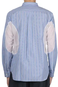Best Comme Des Garcons Homme Deux LS Stripe Shirt With Arm Detail - Sax x White x Blue