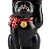 New Fukumaneki Lucky Cat Bow 15.5cm - Black