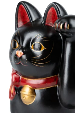 New Fukumaneki Lucky Cat Bow 15.5cm - Black