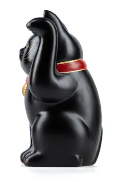 New Fukumaneki Lucky Cat Bow 15.5cm - Black