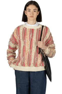 Discount NARU Marble Wave Crew Neck Knit - Red
