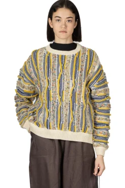 Fashion NARU Marble Wave Crew Neck Knit - Blue