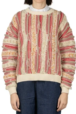 Discount NARU Marble Wave Crew Neck Knit - Red