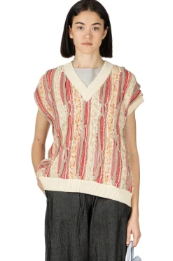 Discount NARU Marble Wave Crew Neck Vest - Red