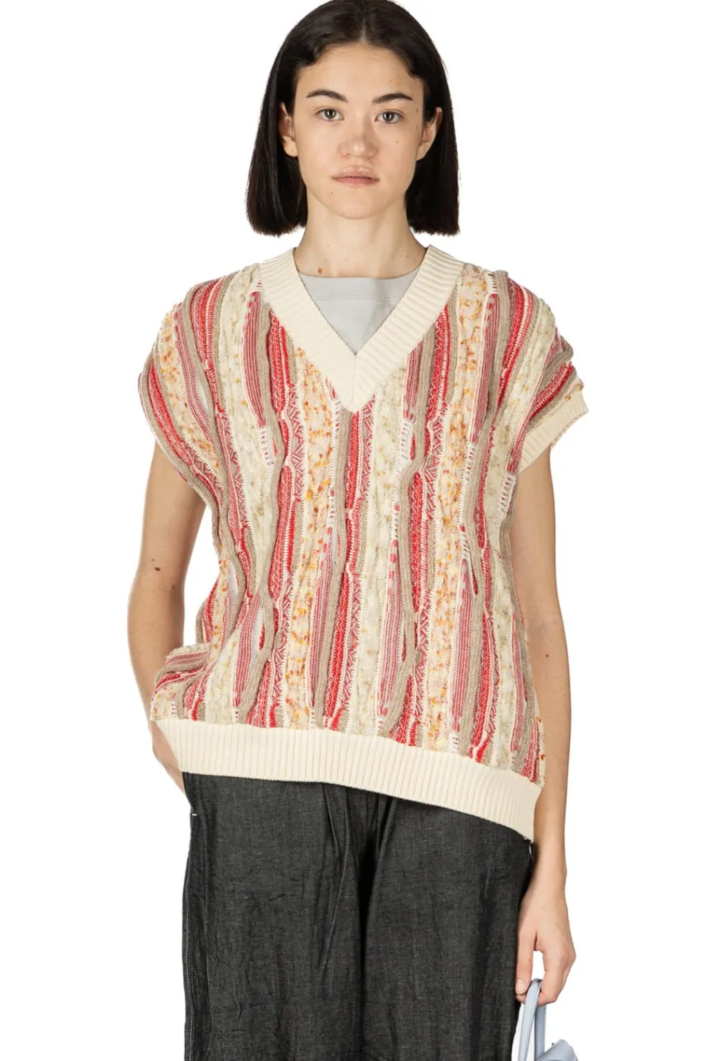 Discount NARU Marble Wave Crew Neck Vest - Red