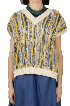 New NARU Marble Wave Crew Neck Vest - Blue