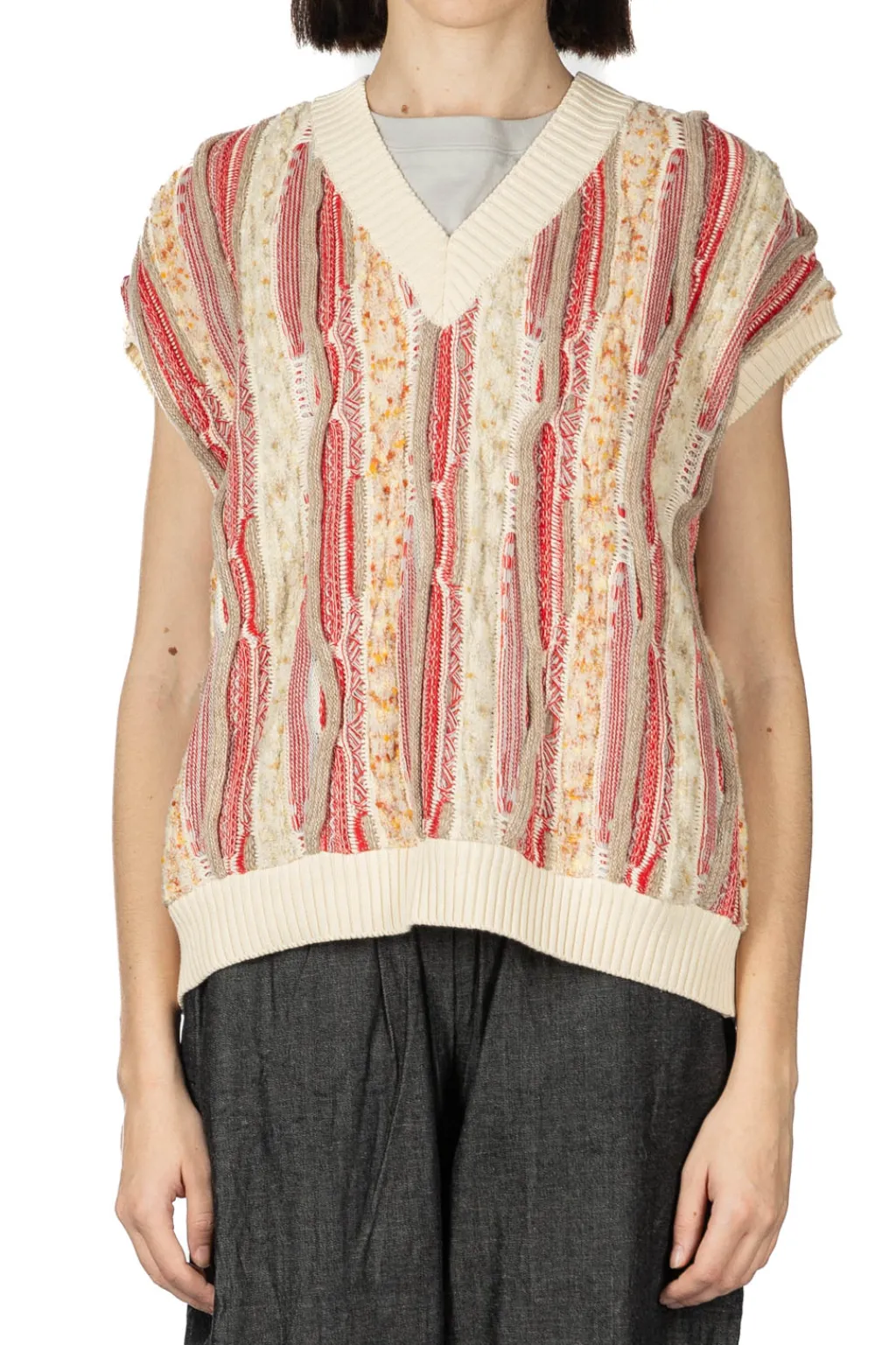 Discount NARU Marble Wave Crew Neck Vest - Red