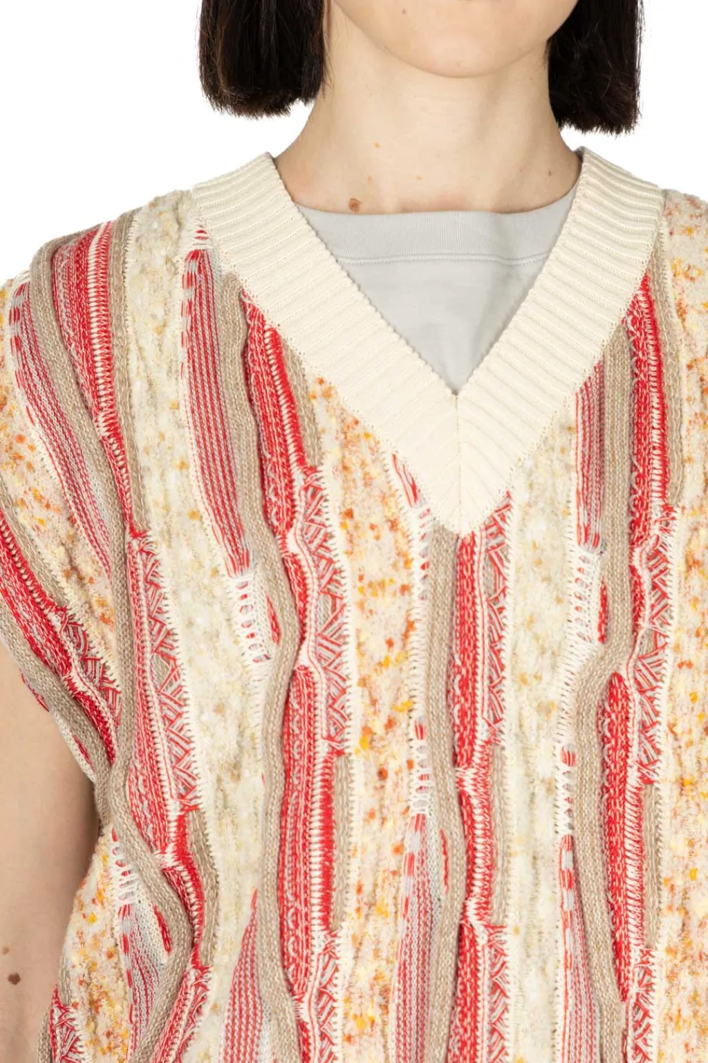 Discount NARU Marble Wave Crew Neck Vest - Red