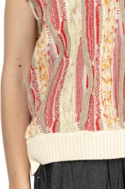 Discount NARU Marble Wave Crew Neck Vest - Red
