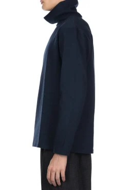 Online ts(s) Mellow Cotton Plain Jersey Turtle Neck Shirt-Navy