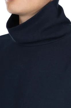 Online ts(s) Mellow Cotton Plain Jersey Turtle Neck Shirt-Navy