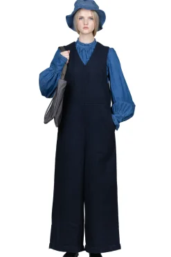 Outlet Kapital Melton Wool Gilet Overall - Navy