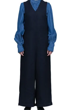 Outlet Kapital Melton Wool Gilet Overall - Navy