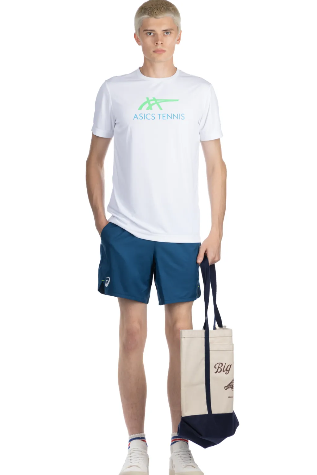 Hot Asics Men Court Graphic Tee-White