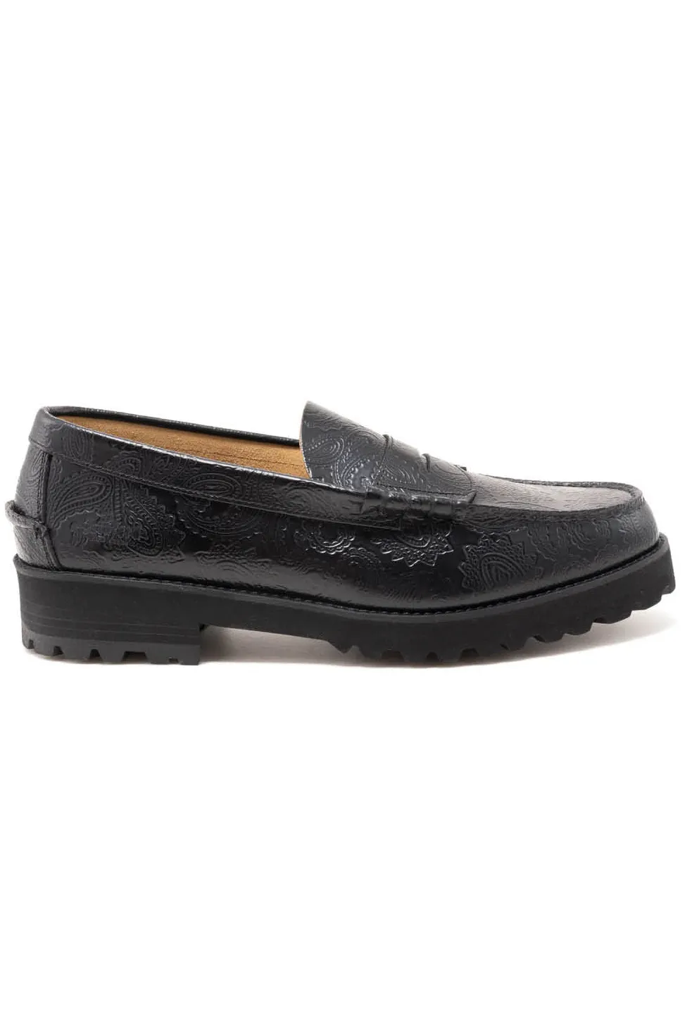 Hot Kenford Fine Shoes Men's Tank Sole Loafers - Black Paisley
